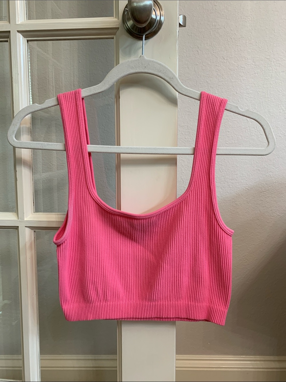 Zara Hot Pink Ribbed Tank Crop Top